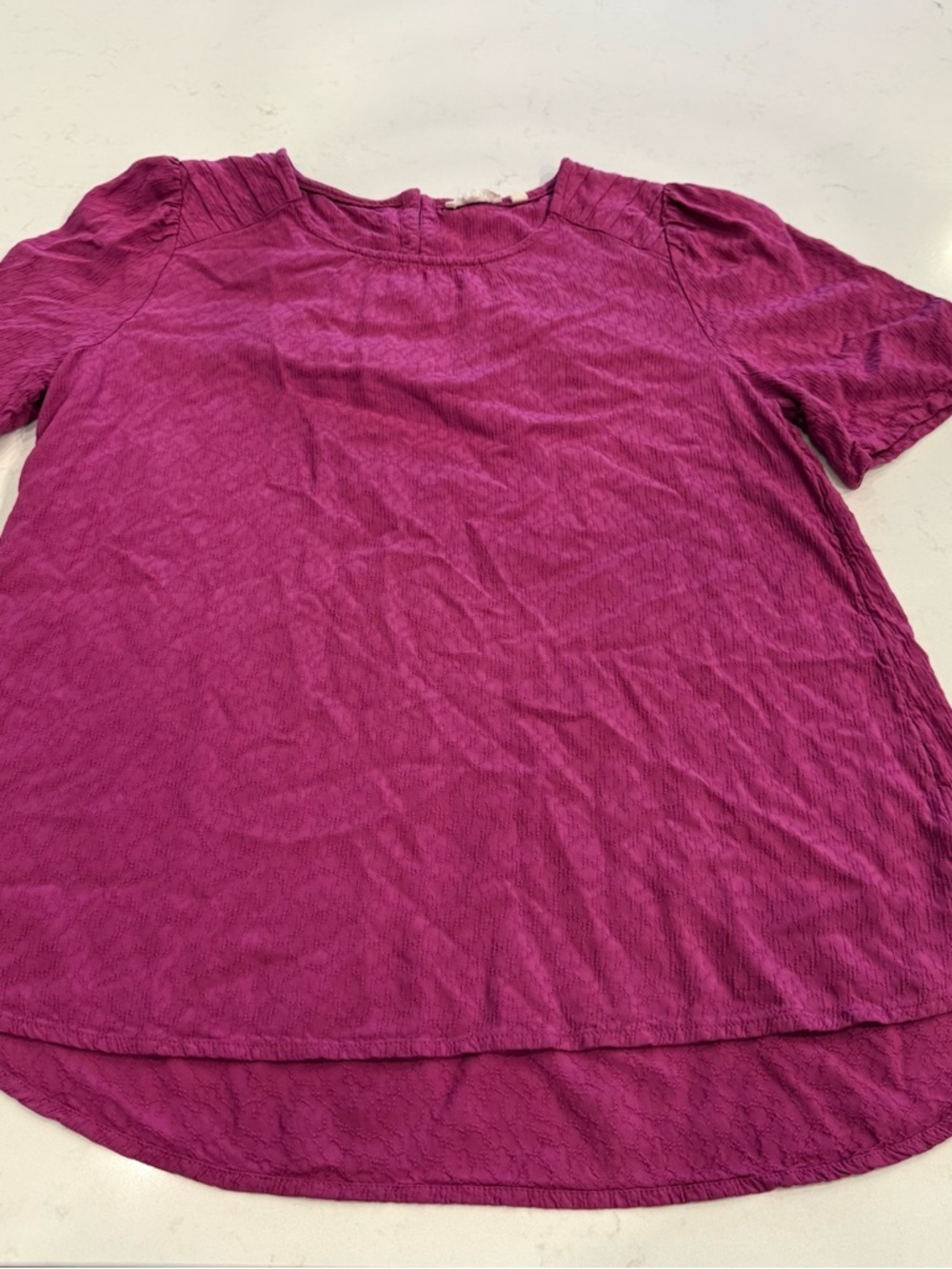 Fat Face Magenta Short-Sleeve Textured Blouse